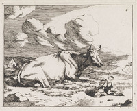 KG 04332
<br/>
Liggende koe
<br/>
<em>Bije, Marcus de (1639-ca. 1690)</em>